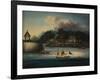 A River Scene with a Folly Fort; and Junks Moored around an Island Temple-Chinese School-Framed Giclee Print