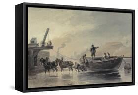 A River Scene-Luke Clennell-Framed Stretched Canvas