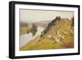 A Riverside Pasture with Sheep-William Sidney Cooper-Framed Giclee Print