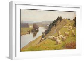 A Riverside Pasture with Sheep-William Sidney Cooper-Framed Giclee Print