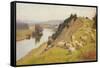 A Riverside Pasture with Sheep-William Sidney Cooper-Framed Stretched Canvas