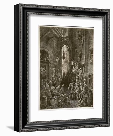A Riverside Street, from 'London, a Pilgrimage', Written by William Blanchard Jerrold-Gustave Doré-Framed Giclee Print