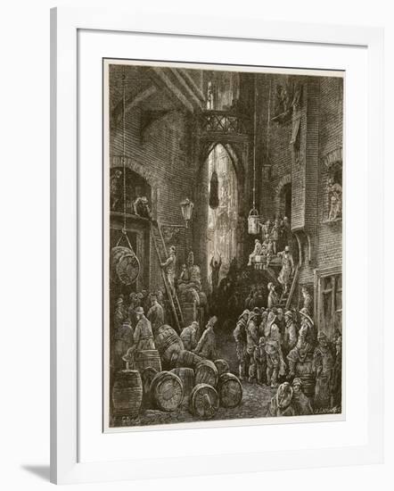 A Riverside Street, from 'London, a Pilgrimage', Written by William Blanchard Jerrold-Gustave Doré-Framed Giclee Print