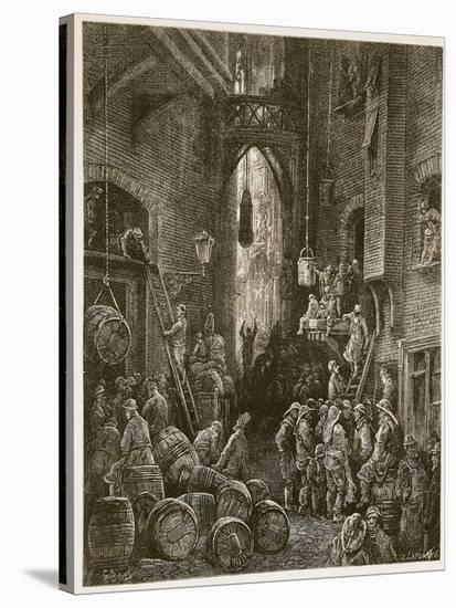 A Riverside Street, from 'London, a Pilgrimage', Written by William Blanchard Jerrold-Gustave Doré-Stretched Canvas
