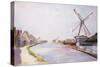 A Riverside Village with Windmills-Lesser Ury-Stretched Canvas