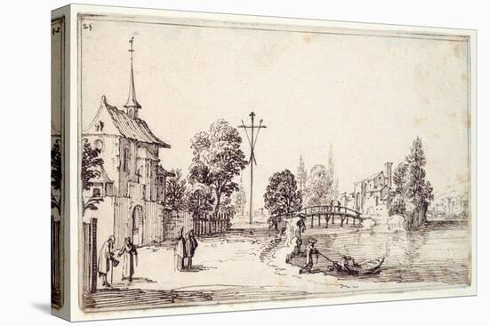 A Road Along the River Bank-Jacques Callot-Stretched Canvas