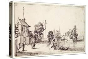 A Road Along the River Bank-Jacques Callot-Stretched Canvas