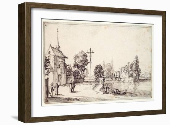 A Road Along the River Bank-Jacques Callot-Framed Giclee Print