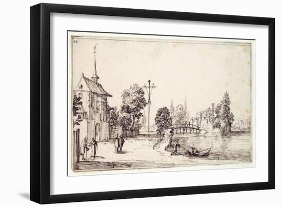A Road Along the River Bank-Jacques Callot-Framed Giclee Print
