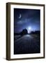 A Road in a Park at Night Against Moon and Moody Sky, Moscow, Russia-null-Framed Photographic Print