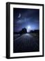 A Road in a Park at Night Against Moon and Moody Sky, Moscow, Russia-null-Framed Photographic Print