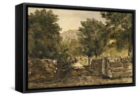 A Road in North Wales with Figures, C.1840-David Cox-Framed Stretched Canvas