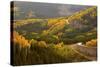 A Road Meanders Through the Brilliant Fall Colors of the San Juan Mountains of Colorado-John Alves-Stretched Canvas