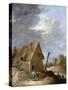 A Road Near a Cottage-David Teniers the Younger-Stretched Canvas