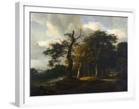 A Road Through an Oak Wood-Jacob Isaacksz Van Ruisdael-Framed Giclee Print