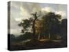 A Road Through an Oak Wood-Jacob Isaacksz Van Ruisdael-Stretched Canvas