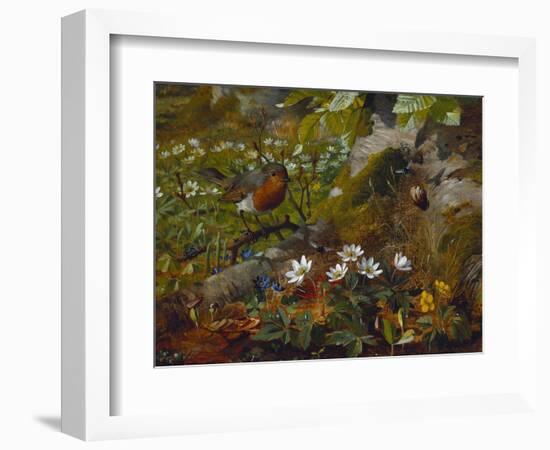 A Robin at the Foot of a Tree-Olaf August Hermansen-Framed Giclee Print