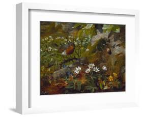 A Robin at the Foot of a Tree-Olaf August Hermansen-Framed Giclee Print