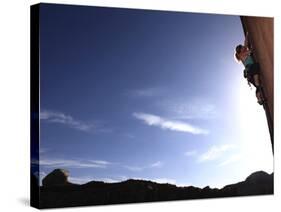 A Rock Climber Tackles An Overhanging Wall on the Cliffs of Indian Creek, South Eastern Utah-David Pickford-Stretched Canvas