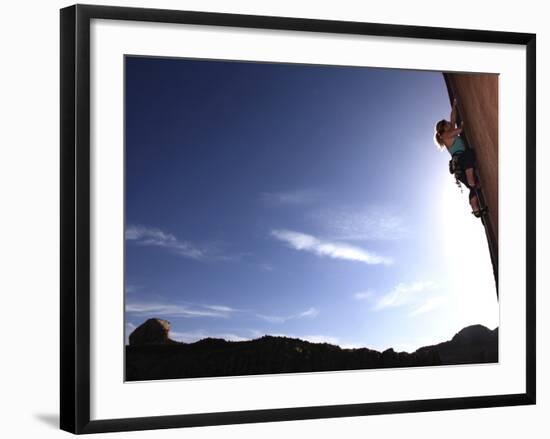 A Rock Climber Tackles An Overhanging Wall on the Cliffs of Indian Creek, South Eastern Utah-David Pickford-Framed Photographic Print