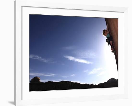 A Rock Climber Tackles An Overhanging Wall on the Cliffs of Indian Creek, South Eastern Utah-David Pickford-Framed Photographic Print