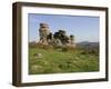 A Rock Outcrop on Hound Tor with Haytor Rocks on the Skyline, Dartmoor National Park, Devon, Englan-James Emmerson-Framed Photographic Print