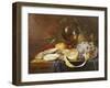A Roemer, a Peeled Half Lemon on a Pewter Plate, Oysters, Cherries and an Orange on a Draped Table-Joris Van Son-Framed Giclee Print