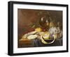 A Roemer, a Peeled Half Lemon on a Pewter Plate, Oysters, Cherries and an Orange on a Draped Table-Joris Van Son-Framed Giclee Print