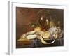 A Roemer, a Peeled Half Lemon on a Pewter Plate, Oysters, Cherries and an Orange on a Draped Table-Joris Van Son-Framed Giclee Print