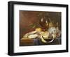 A Roemer, a Peeled Half Lemon on a Pewter Plate, Oysters, Cherries and an Orange on a Draped Table-Joris Van Son-Framed Giclee Print