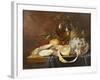 A Roemer, a Peeled Half Lemon on a Pewter Plate, Oysters, Cherries and an Orange on a Draped Table-Joris van Son-Framed Giclee Print