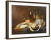 A Roemer, a Peeled Half Lemon on a Pewter Plate, Oysters, Cherries and an Orange on a Draped Table-Joris van Son-Framed Giclee Print