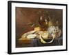 A Roemer, a Peeled Half Lemon on a Pewter Plate, Oysters, Cherries and an Orange on a Draped Table-Joris van Son-Framed Giclee Print