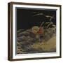 A Roironuri Ground Suzuribako Depicting Two Mandarin Ducks-null-Framed Giclee Print