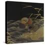 A Roironuri Ground Suzuribako Depicting Two Mandarin Ducks-null-Stretched Canvas