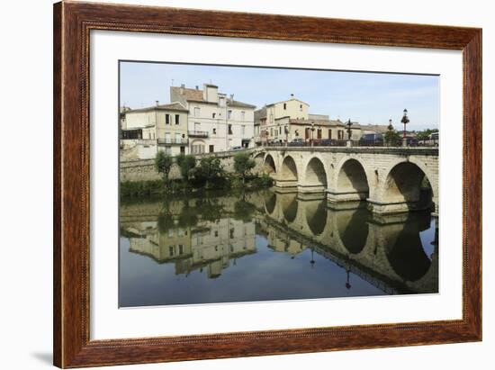 A Roman Bridge, Built in the Reign of the Emperor Tiberius, Spans the River Vidourle at Sommieres-Stuart Forster-Framed Photographic Print