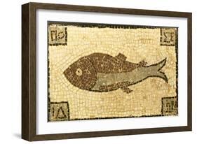 A Roman Mosaic Panel Depicting a Fish-null-Framed Giclee Print
