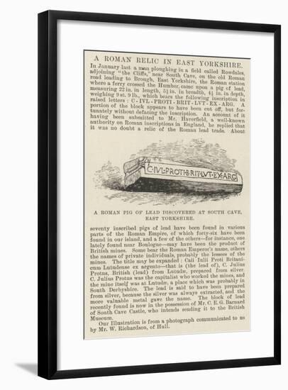 A Roman Pig of Lead Discovered at South Cave, East Yorkshire-null-Framed Giclee Print