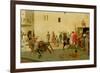 A Roman Street Scene with Musicians and a Performing Monkey-Modesto Faustini-Framed Giclee Print