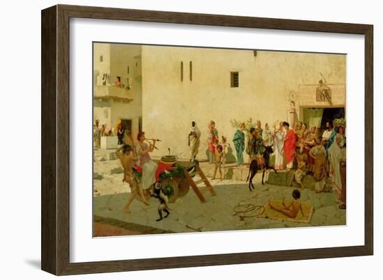 A Roman Street Scene with Musicians and a Performing Monkey-Modesto Faustini-Framed Giclee Print