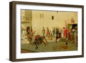 A Roman Street Scene with Musicians and a Performing Monkey-Modesto Faustini-Framed Giclee Print
