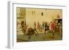 A Roman Street Scene with Musicians and a Performing Monkey-Modesto Faustini-Framed Giclee Print