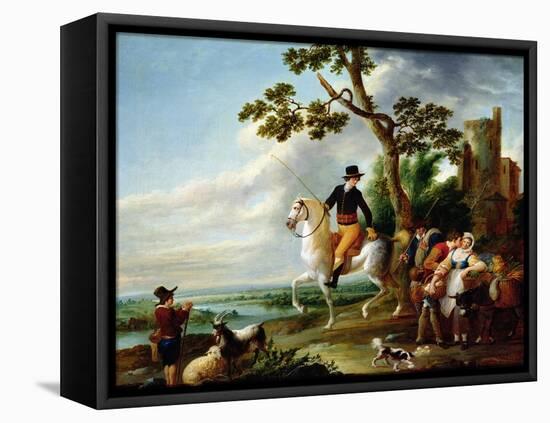 A Romantic Meeting-Louis Joseph Watteau-Framed Stretched Canvas