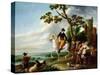 A Romantic Meeting-Louis Joseph Watteau-Stretched Canvas