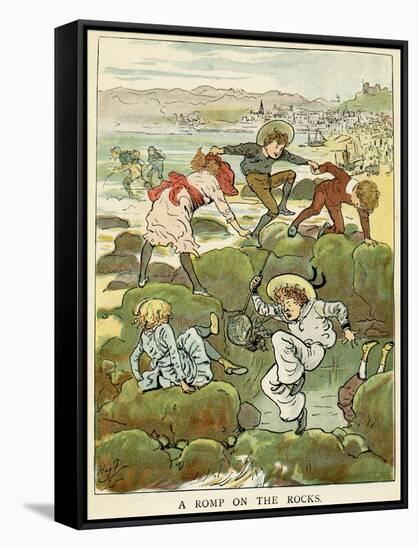 A Romp on the Rocks-Harry Furniss-Framed Stretched Canvas