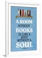 A Room Without Books Cicero Quote-null-Framed Art Print