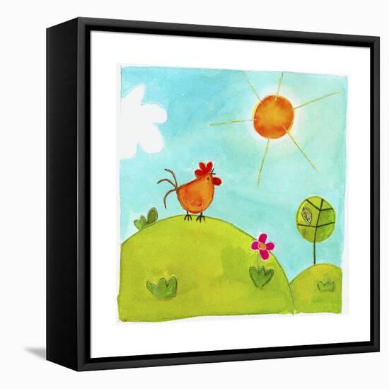 A Rooster Crowing on a Hill-null-Framed Stretched Canvas