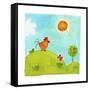 A Rooster Crowing on a Hill-null-Framed Stretched Canvas