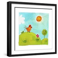 A Rooster Crowing on a Hill-null-Framed Premium Giclee Print