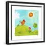 A Rooster Crowing on a Hill-null-Framed Premium Giclee Print